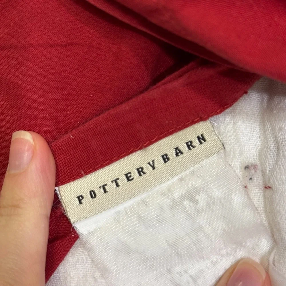 2 Pottery Barn Patchwork Quilted Pillow Shams‎ Set Red Floral Paisley Standart
